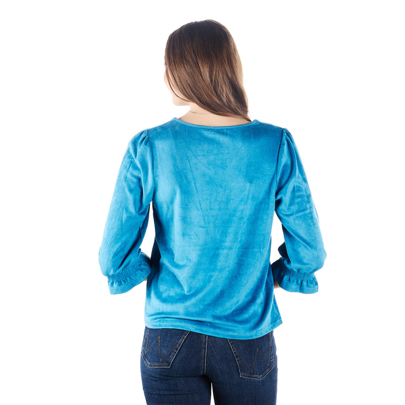 True Blue Womens Suede Long Sleeve Shirt