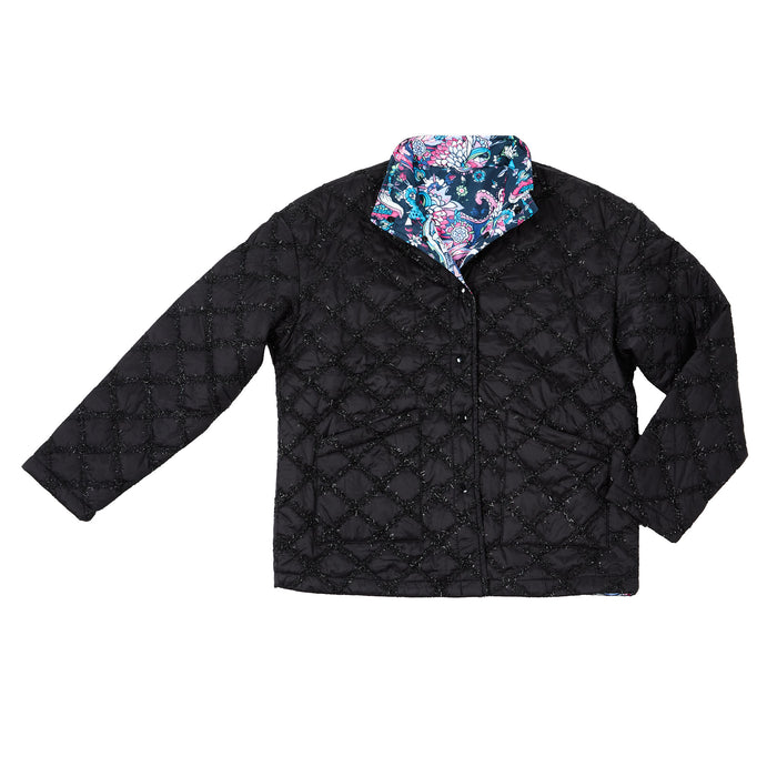 True Blue Womens Black Quilted Jacket