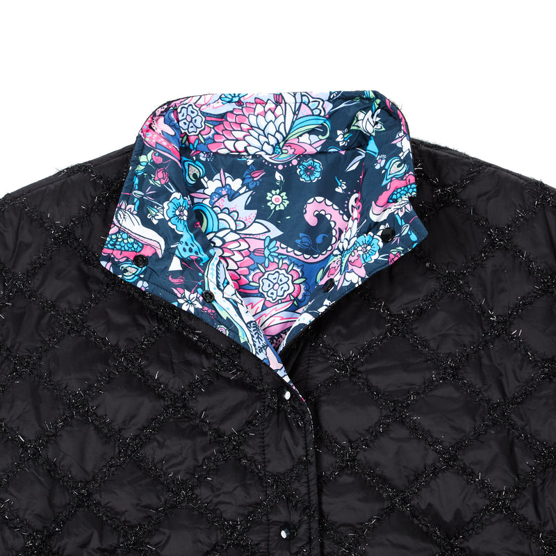 True Blue Womens Black Quilted Jacket