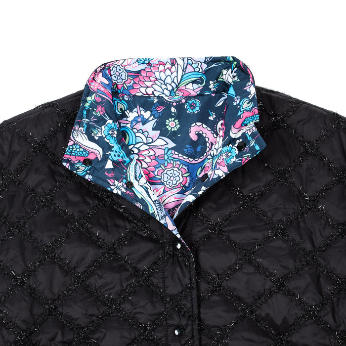 True Blue Womens Black Quilted Jacket