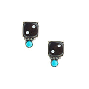 Horse Money Turquoise Black Dice Earrings