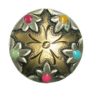 Multi Colored Daisy Flower 6 Piece Chicago Screw Concho Saddle Set