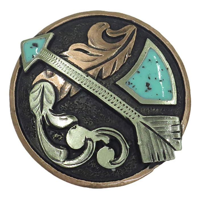 Augus Silversmiths Llc Turquoise Arrow Round Saddle Concho Set