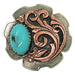 Turquoise Stone Silver and Copper Scroll Saddle Concho Set
