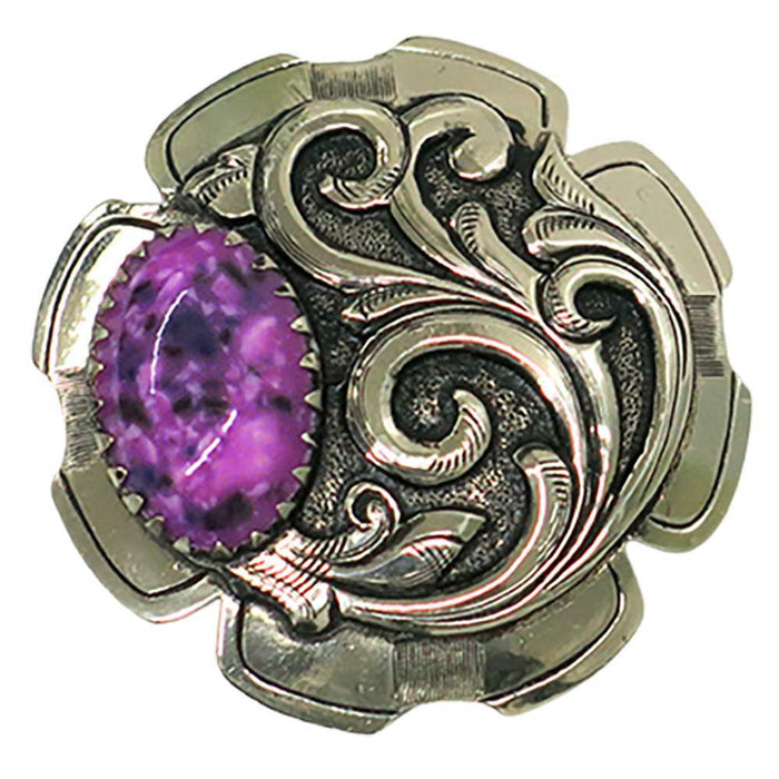 Augus Silversmiths Llc Purple Stone Silver Scroll Saddle Concho Set