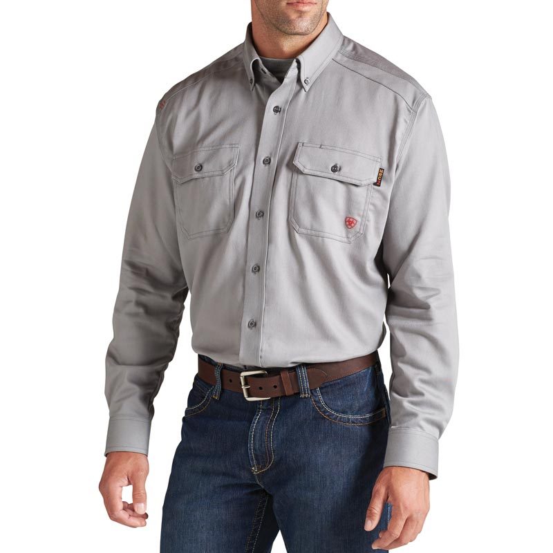 Men's Flame Resistant 'FR' Solid Grey Work Shirt