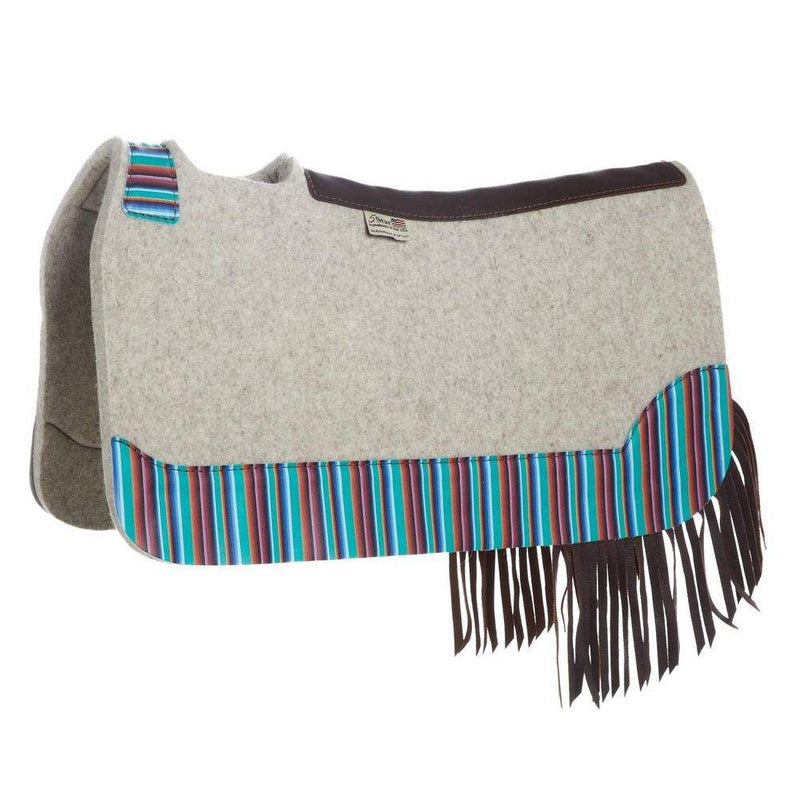 5 Star Equine Products Supplies Inc. 5 The Barrel Racer 7/8 Natural Felt Saddle Pad with Serape and Fringe