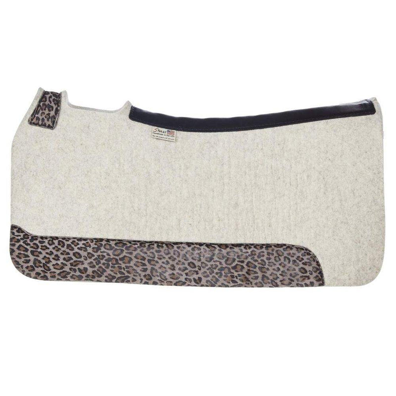 5 Star Equine Products Supplies Inc. 5 The Barrel Racer 7/8 Natural Felt Saddle Pad with Cheetah Wear Leathers