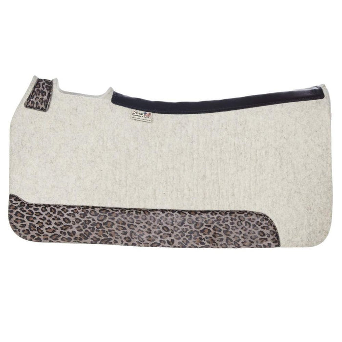5 The Barrel Racer 7/8 Natural Felt Saddle Pad with Cheetah Wear Leathers