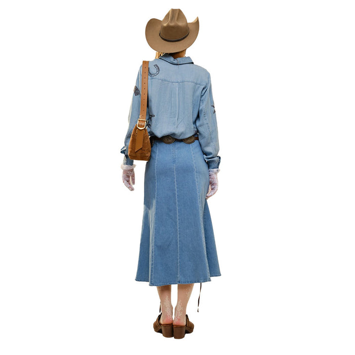 Blue B Women's Washed Denim Embroidered Western Shirt