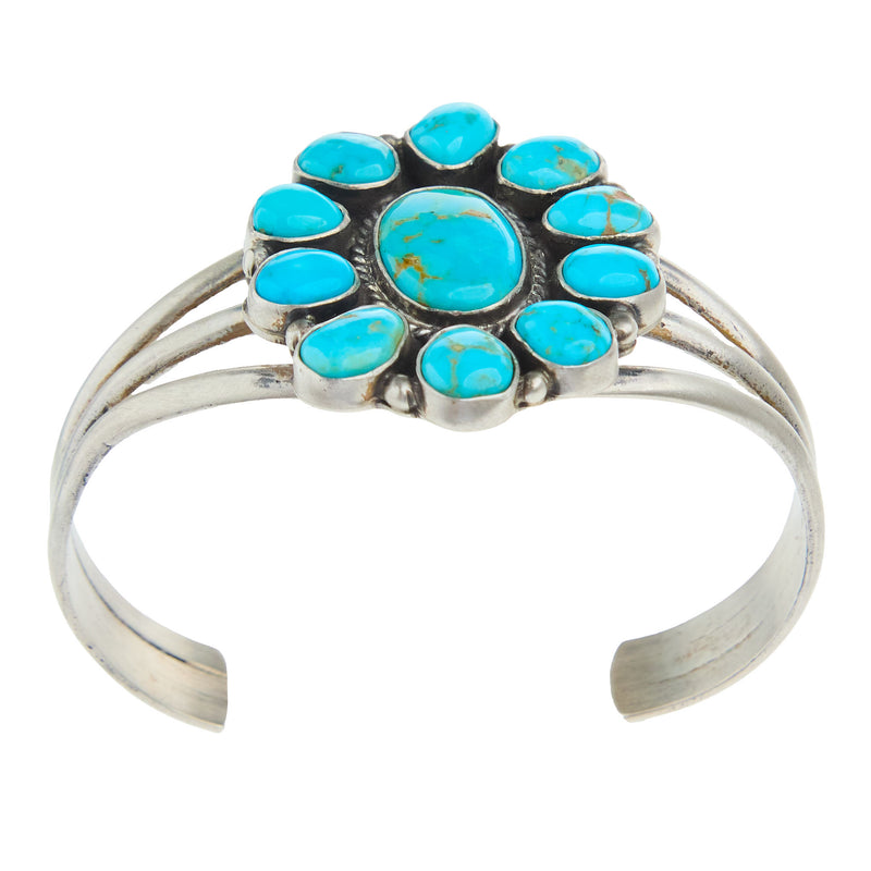 NRS Sterling Silver Turquoise Cluster Cuff