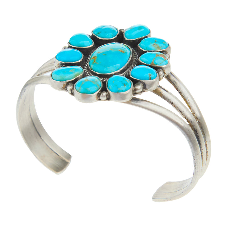 NRS Sterling Silver Turquoise Cluster Cuff