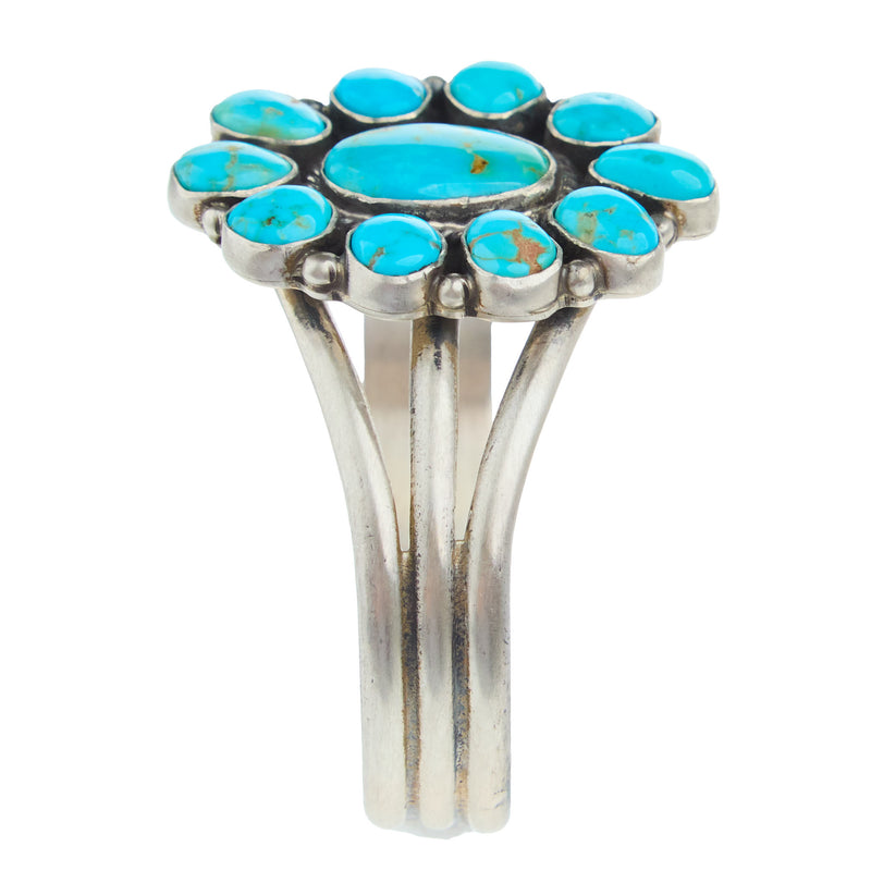 NRS Sterling Silver Turquoise Cluster Cuff