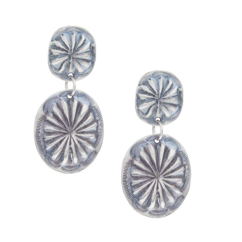 NRS Sterling Silver Concho Drop Earrings
