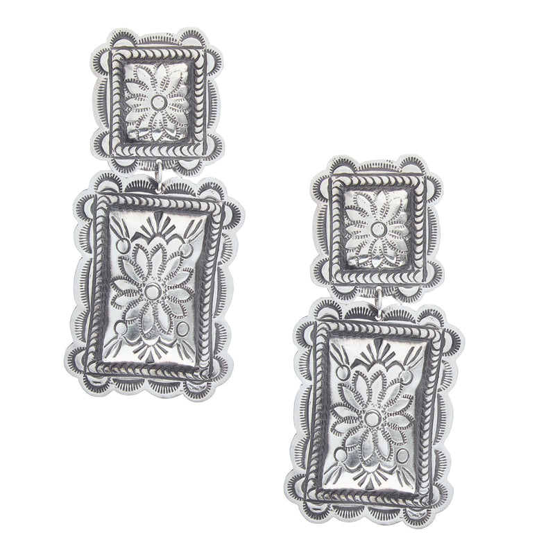 NRS Sterling Silver Square Concho Earring