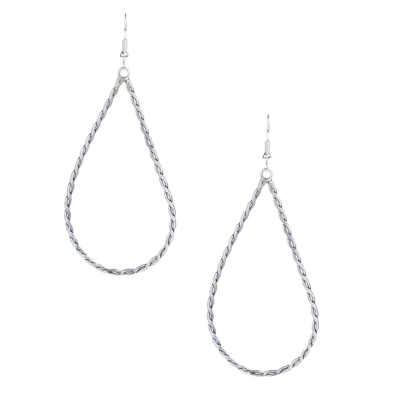 NRS Sterling Silver Twisted Rope Teardrop Earrings