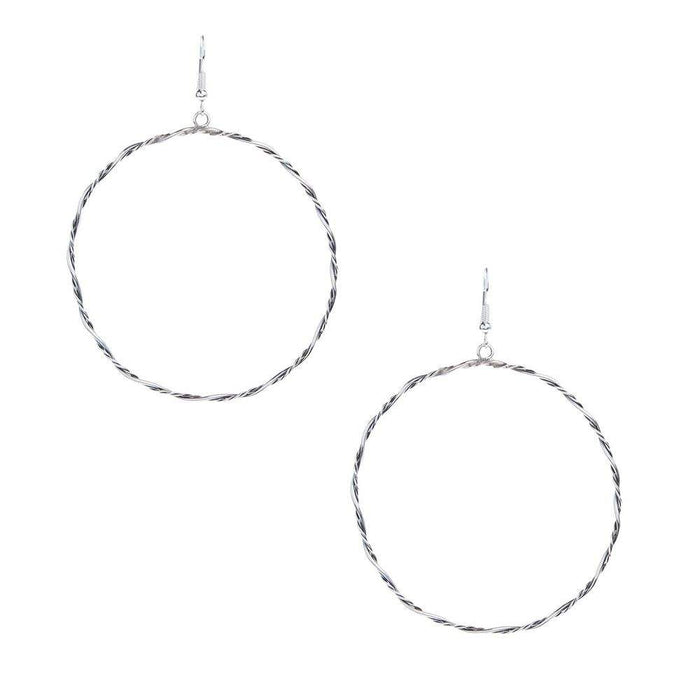 NRS Sterling Silver Rope Hoop Earrings