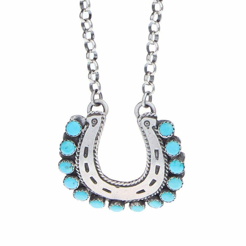 NRS Sterling Silver & Turquoise Horseshoe Necklace