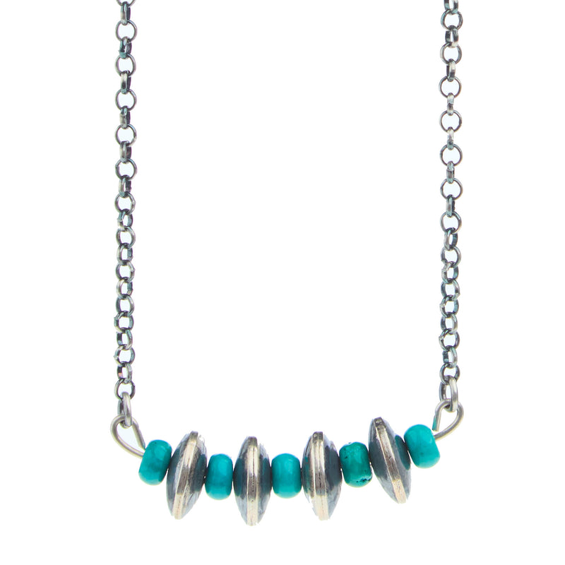 NRS Navajo Pearl and Turquoise Bead Chain Necklace