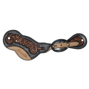 Black Floral Roughout Ladies Spur Straps
