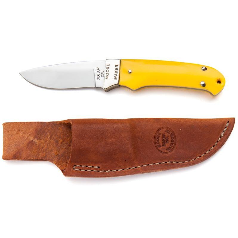 Moore Maker Drop Point Hunting Knife with Yellow Delrin Handle — NRS