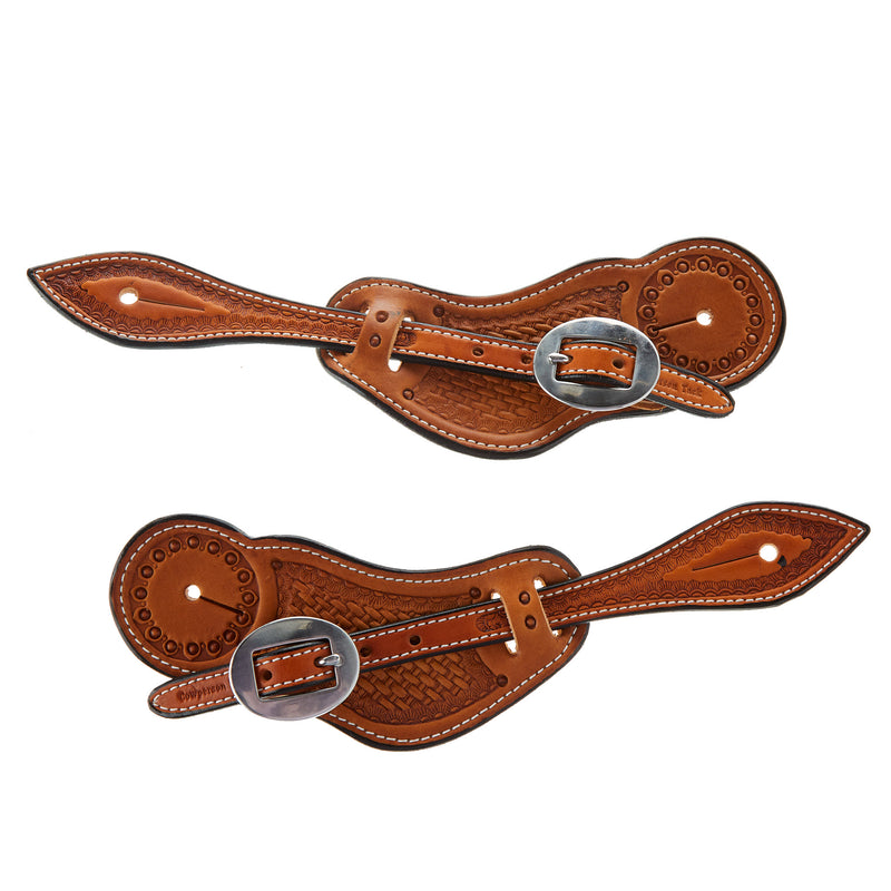 Oiled Tooled Spur Straps