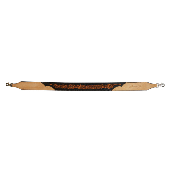 Professional's Black Floral and Roughout Leather Rope Can Strap