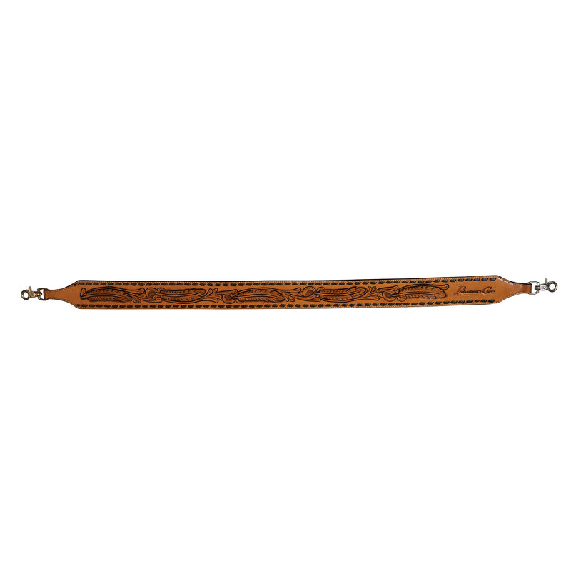 Buckstitch and Feather Leather Rope Can Strap