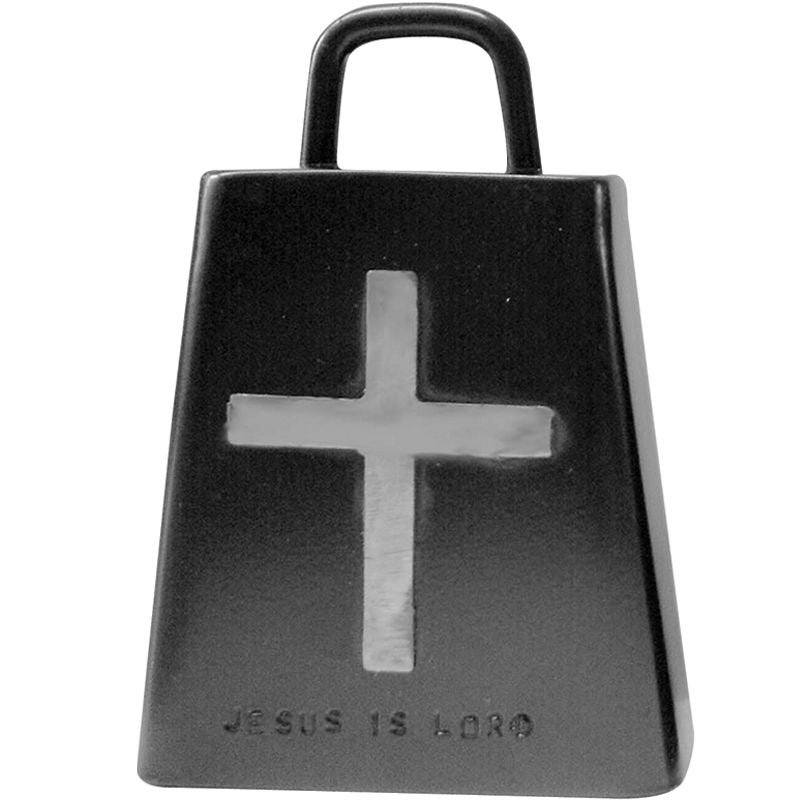 Small Black Bull Bell with Silver Cross