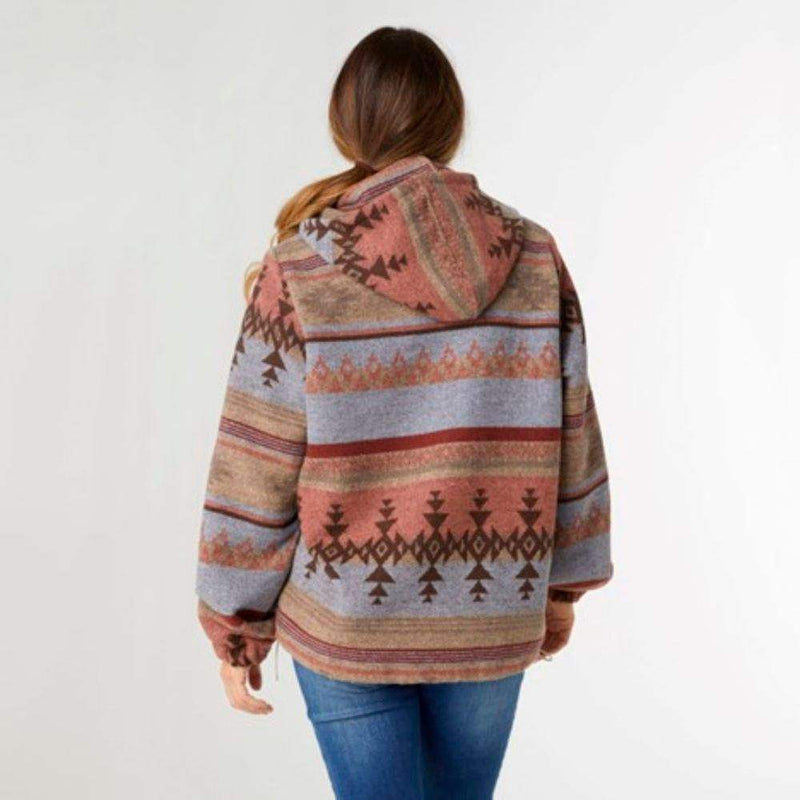 Coco + Carmen Women's Liona Blue/Taupe Aztec Pullover