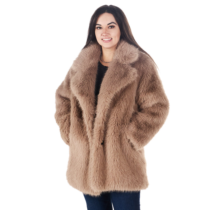 Coco + Carmen Women's Whitney Mushroom Faux Fur Jacket