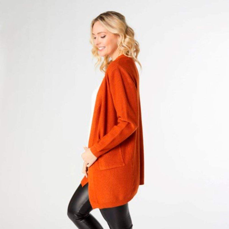Coco + Carmen Women's Ciana Rust Cardigan with Pocket