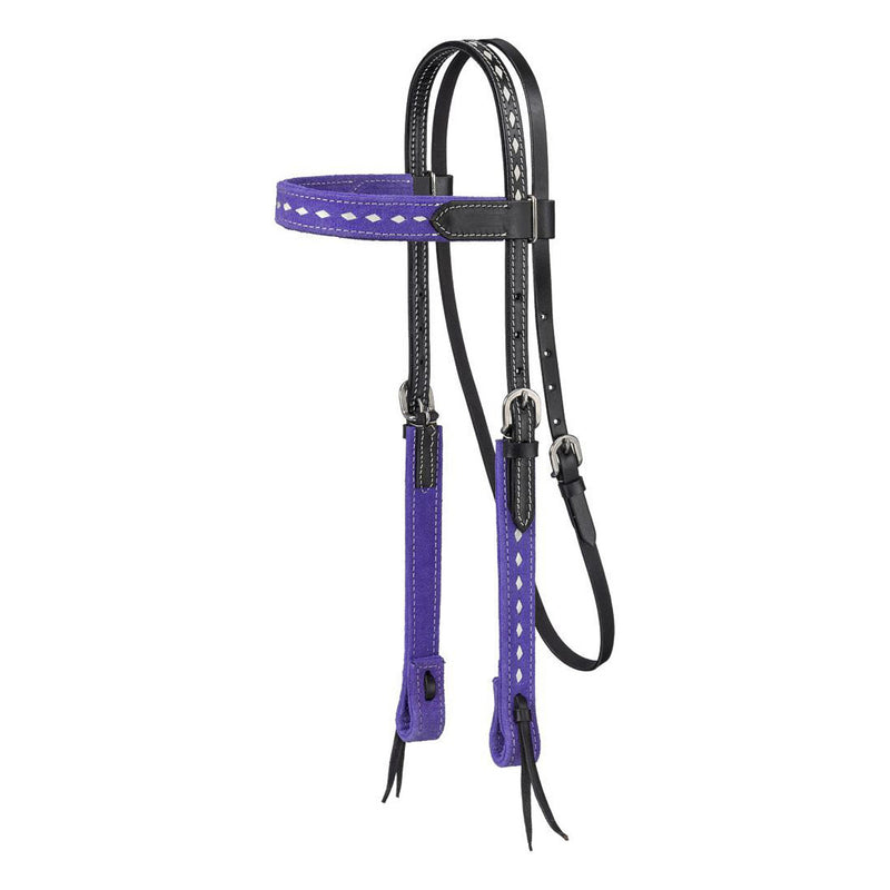 King Series Suede Buckstitch Browband Horse Headstall
