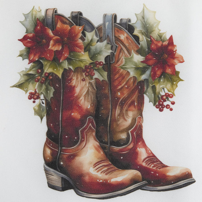 Southern Sisters Cora & Pate Red Cowboy Boots/Poinsette Tea Towel