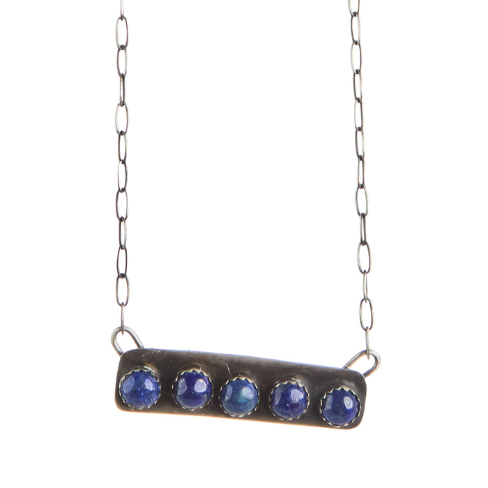 Horse Money Turquoise Lapis 18in. Bar Necklace