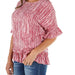 True Blue Ethyl Women's Stripe Blouse with Ruffles