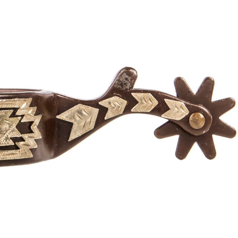 Weaver Leather Men's Antiqued Spur With Engraved German Silver Aztec Design