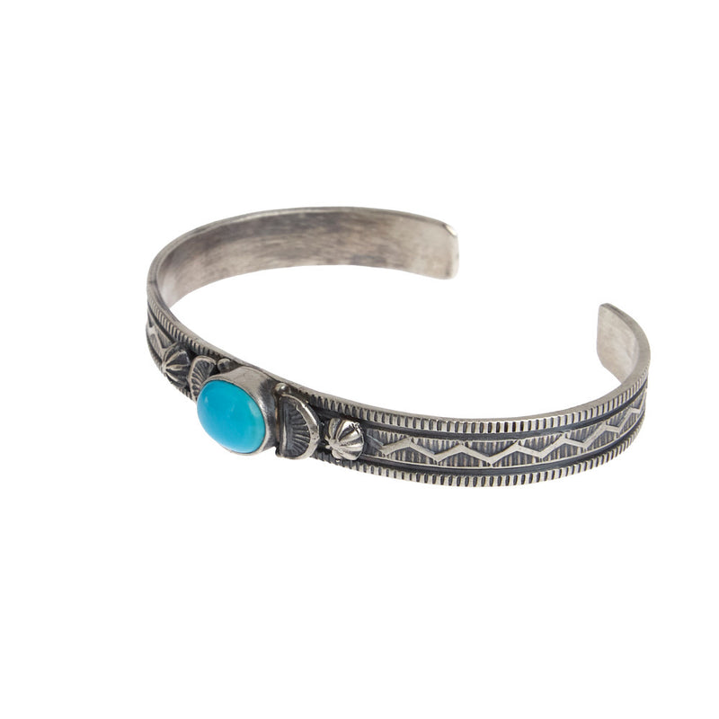 NRS Sterling Silver Single Turquoise Stone Cuff