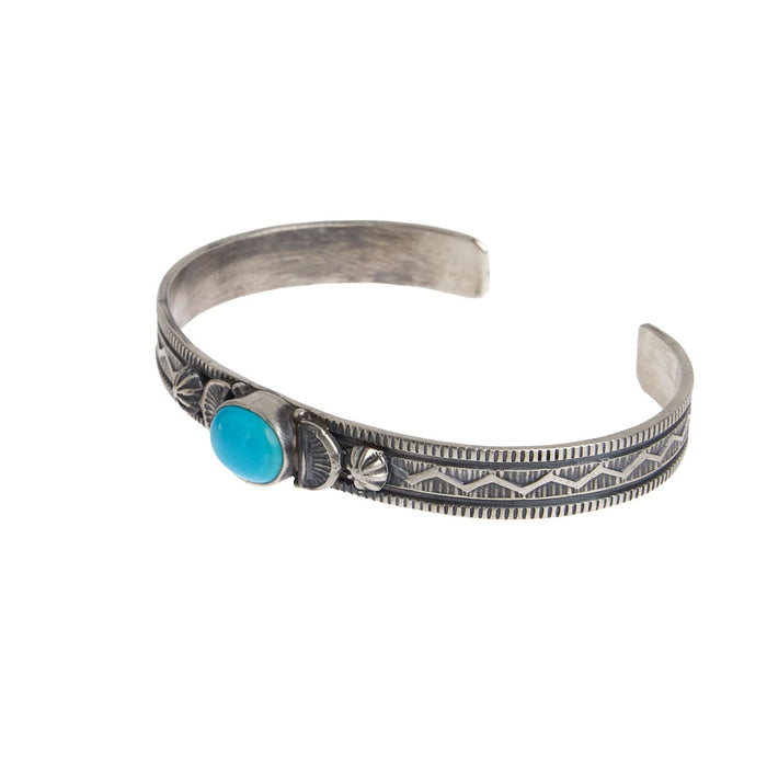 NRS Sterling Silver Single Turquoise Stone Cuff
