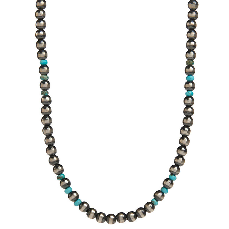 NRS Navajo Pearl with Turquoise Bead Necklace