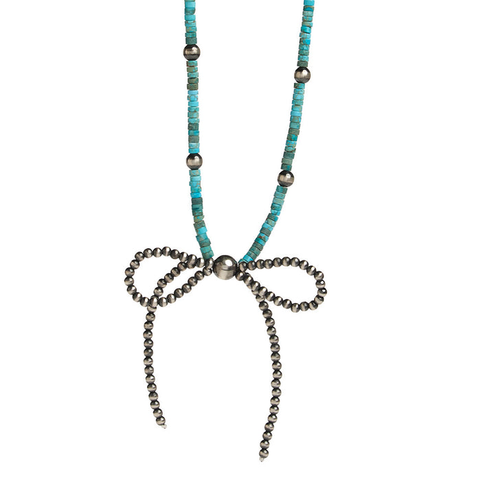 NRS Navajo Pearl with Turquoise Bow Necklace