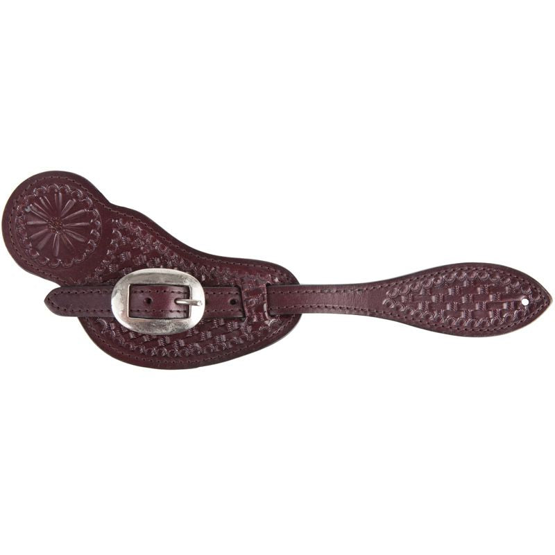Dark Oiled Basket Stamp Spur Straps