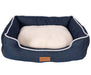 Denim and Sherpa Lined Rope Trimmed Dog Bed