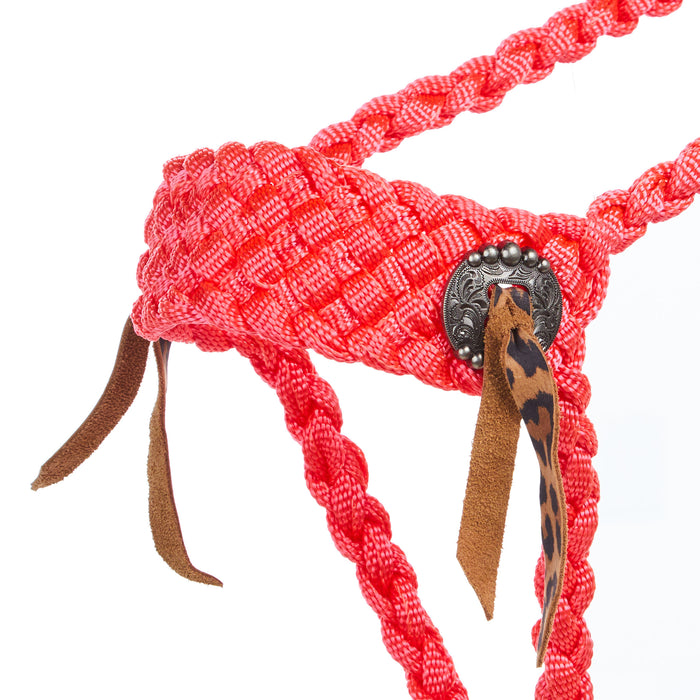 Halter and 8ft Lead Rope with Slotted Concho Leopard Strings
