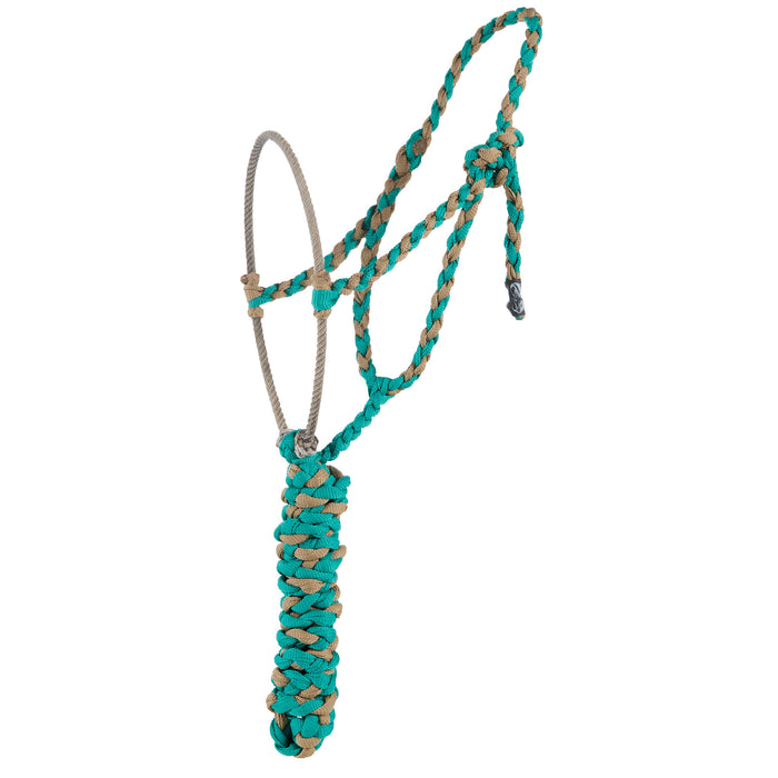 Two Colored Lariat Rope Nose Muletape Halter with 8ft Lead Rope