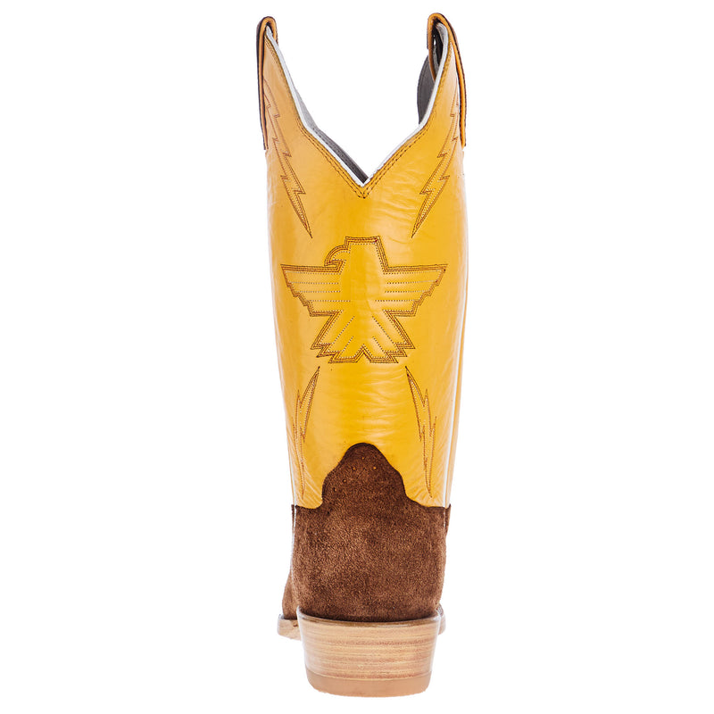 Hondo Enterprises Inc Men`s Chocolate Ranch Horse Roughout 13in Yellow Top