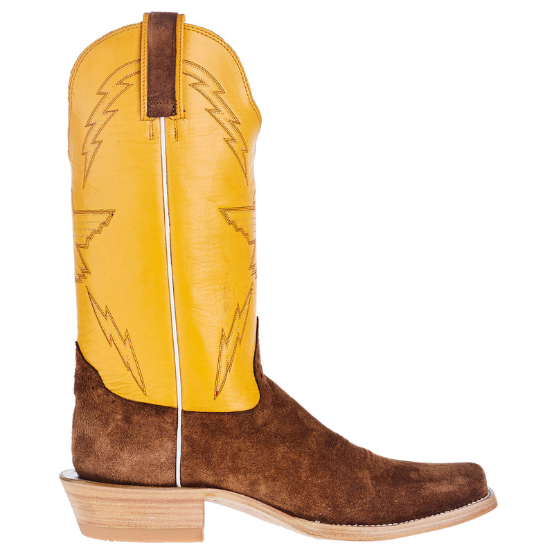 Hondo Enterprises Inc Men`s Chocolate Ranch Horse Roughout 13in Yellow Top