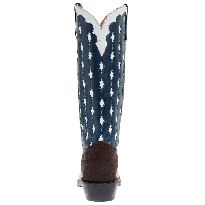 Olathe Boot Company Men`s Cognac Yucatan 15in Navy Blue Top Boot Size 12B
