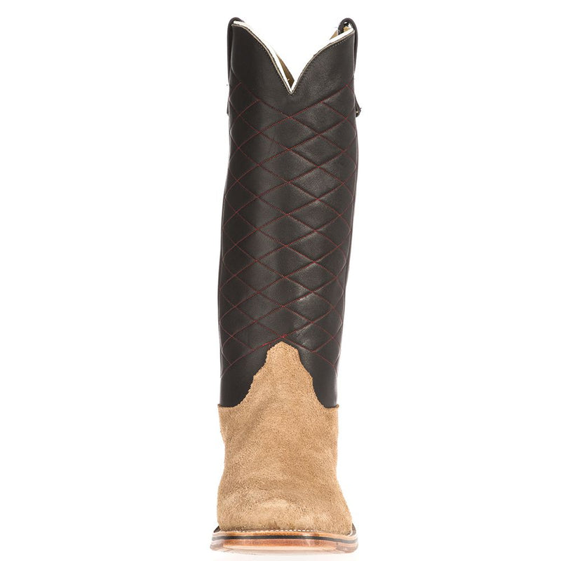 Olathe Boot Company Men's NRS Ride Ready Mesquite Cowhide Roughout w/Black Red Stitch Top
