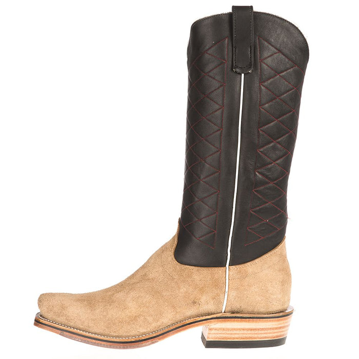 Olathe Boot Company Men's NRS Ride Ready Mesquite Cowhide Roughout w/Black Red Stitch Top